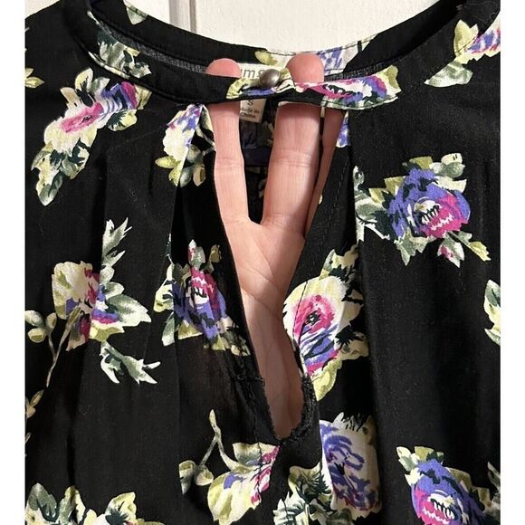 Umgee Black W Floral Long Sleeve Blouse Shirt Top (Poss Dress?) Boho Size Small - Picture 3 of 10